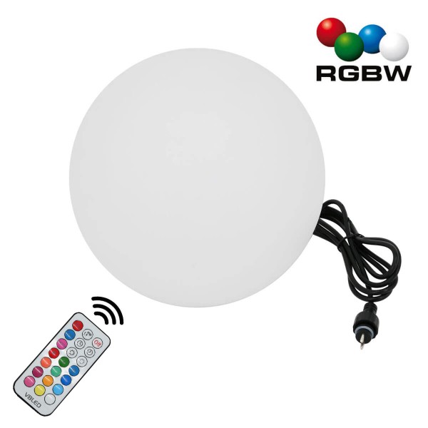 30cm LED RGBW-Ball, Leuchtkugel mit Farbwechsel inkl. Fernbedienung und Erdspieß, Außenleuchte / Dek