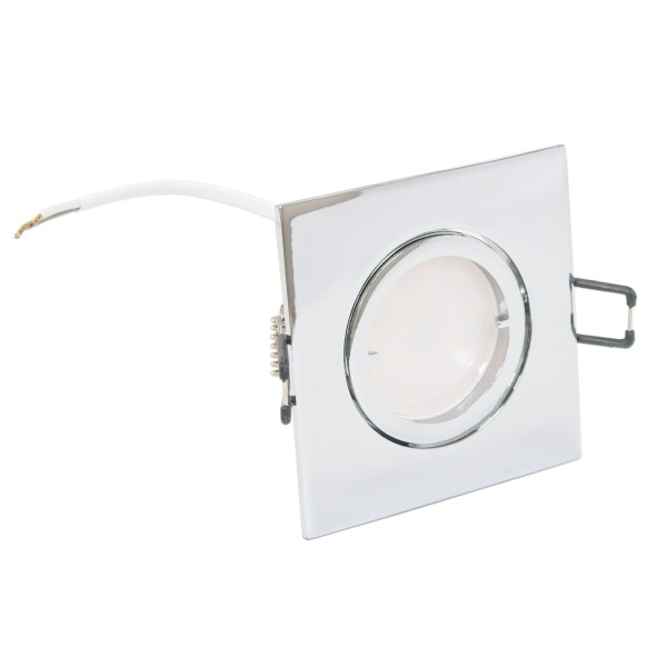 Decora Deckeneinbaustrahler quadratisch Chrom glänzend flach 35 mm 230V mit 5W LED Modul 3000K