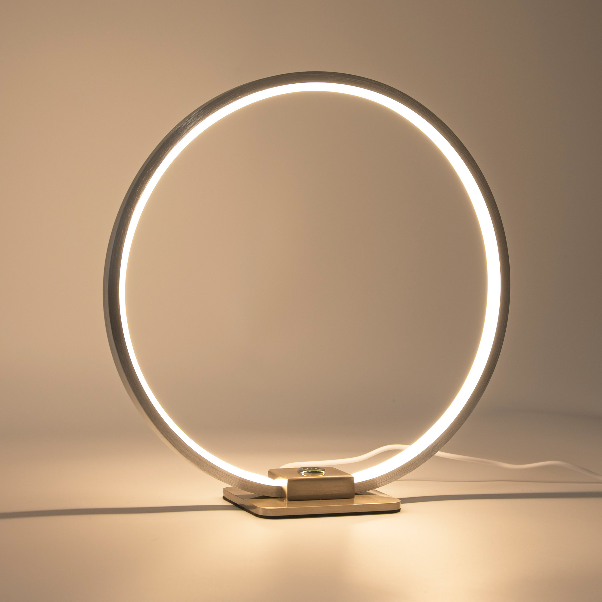 28cm, Dekorative Tischleuchte LED VBLED 300°, 430lm 15W | Aluminium, Silber 3000K Ø Ringform,