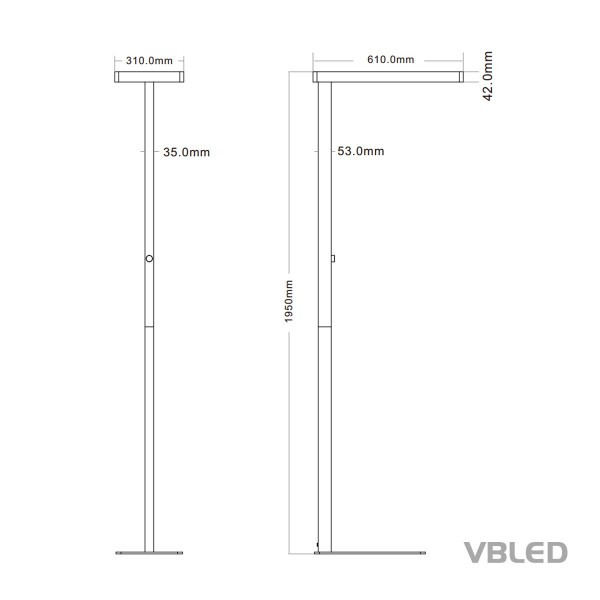 Büro LED Stehleuchte 60W 4000K mit Drehdimmer VBLED